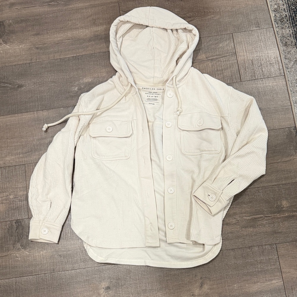 American Eagle Outfitters Off-White Hooded Shirt